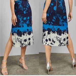 NWT. TED BAKER Bluebell Midi Skirt In Multi  US size 2